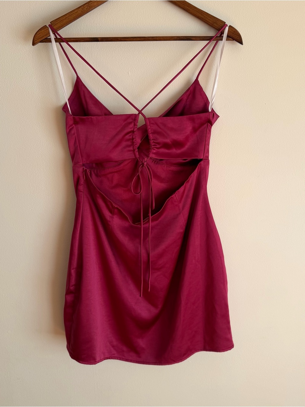 NWT superdown Revolve Julieta Satin Mini Dress Berry Magenta Strappy Large L - Picture 5 of 11